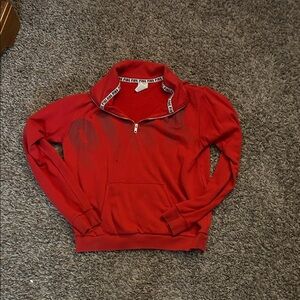 PINK Victoria's Secret Red Zip-Up Sweater
